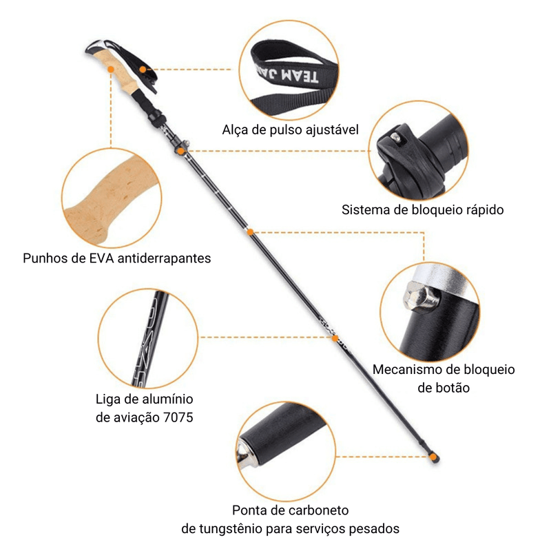 Kit 2 Bastões de Caminhada Ergonômicos Ultraleves - TrailHike