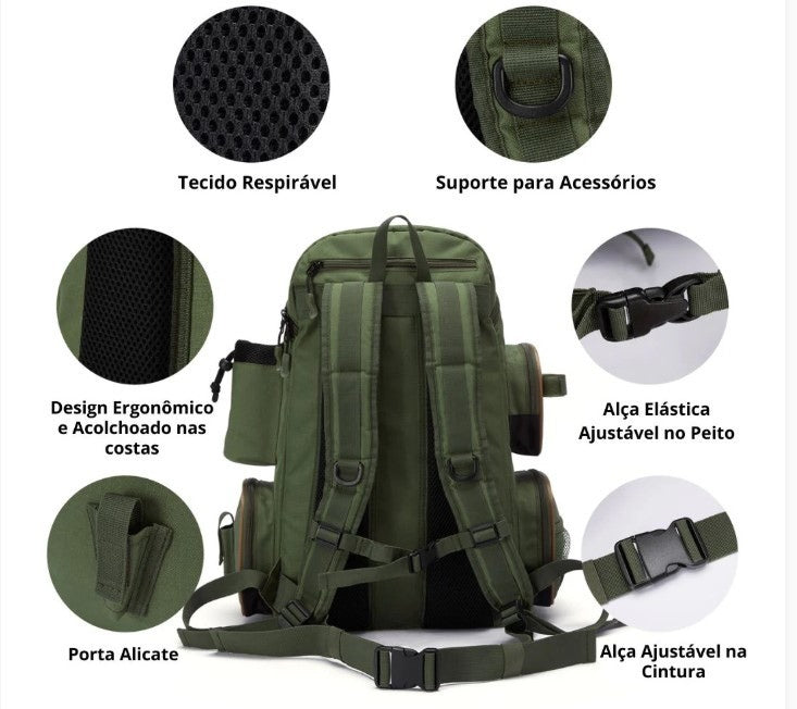 Mochila Bassdash Pro by Seja Sobrevivencialista – Pesca, Camping e Sobrevivência