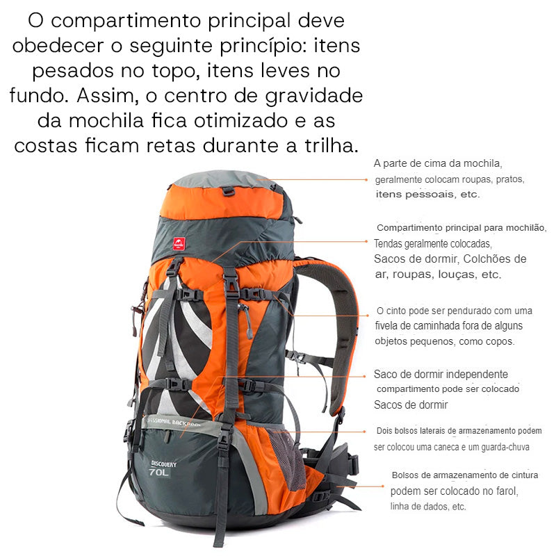 Mochila Cargueira 70L para Trilhas e Montanhismo - Extreme Trek