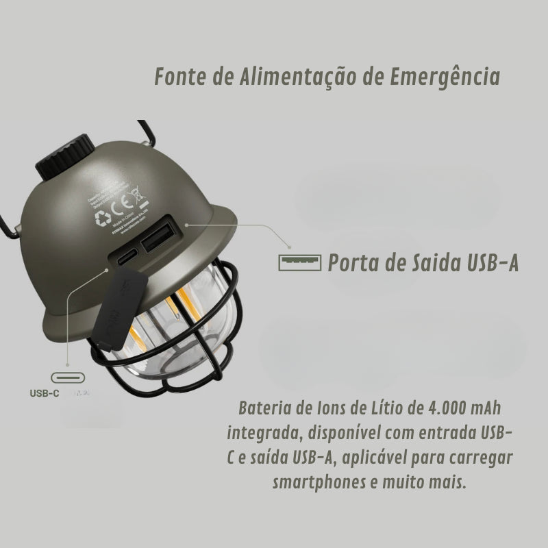 Lanterna de Camping Recargável LR40